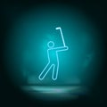 Man, golf, playing blue neon icon. Simple element illustration from map and navigation concept. Man, golf, playing blue