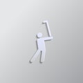 Man, golf, playing paper style, vector icon. Grey color vector background