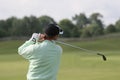 Man golf swing at practice Royalty Free Stock Photo