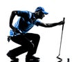 Man golfer golfing crouching silhouette Royalty Free Stock Photo