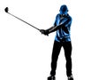 Man golfer golfing golf swing silhouette Royalty Free Stock Photo