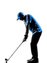 Man golfer golfing golf swing silhouette Royalty Free Stock Photo