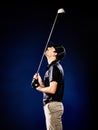 Man golfer golfing isolated Royalty Free Stock Photo