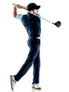 Man golfer golfing isolated withe background Royalty Free Stock Photo