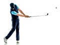 Man golfer golfing isolated withe background Royalty Free Stock Photo