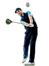 Man golfer golfing isolated withe background Royalty Free Stock Photo