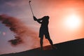 Man golfer silhouette Royalty Free Stock Photo