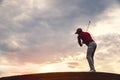 Man golfer silhouette Royalty Free Stock Photo