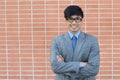 Man gracefully wearing a suit with copy space Royalty Free Stock Photo