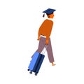 Man in Graduation Cap with Suitcase Leaving Place of Residence as Mass Emigration Vector Illustration Royalty Free Stock Photo