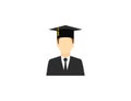 Man, graduation hat icon. Vector illustration. Flat design.