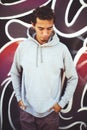 Man on a graffiti background Royalty Free Stock Photo