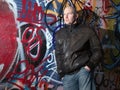 Man graffiti urban attitude Royalty Free Stock Photo