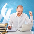 Man and graph business background Royalty Free Stock Photo
