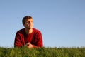 Man on grass Royalty Free Stock Photo