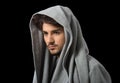 Man in gray cowl neck hoodie