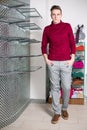 The man in gray pants and a red sweater Royalty Free Stock Photo