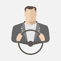 A man is driving a car. Vector illustration.