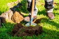 Man digging hole with shovel Royalty Free Stock Photo