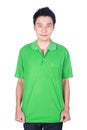 Man in green polo shirt isolated on white background Royalty Free Stock Photo