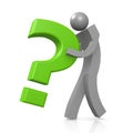 Man and green question mark Royalty Free Stock Photo