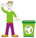 Man and green recycling basket