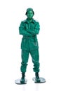 Man on a green toy soldier costume Royalty Free Stock Photo