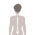 Man Grey Body with Healthy Straight Spine Bone Back View Vector Illustration