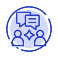 Man, Group, Chatting Blue Dotted Line Line Icon