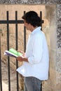 Man with a guidebook