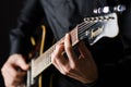 Man with guitar during concert Royalty Free Stock Photo