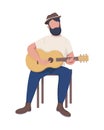 Man with guitar semi flat color vector character Royalty Free Stock Photo