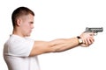 Man with gun isolated Royalty Free Stock Photo