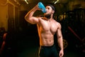 Man in the gym with shaker Royalty Free Stock Photo