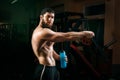 Man in the gym with shaker Royalty Free Stock Photo