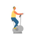 Man in Gym Using Stationary Bike Bodybuilding