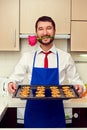 Man had baked festive cookies for his woman
