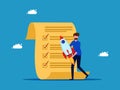 man had a rocket and a checklist. Business planning. vector
