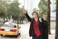 Man hailing a cab Royalty Free Stock Photo