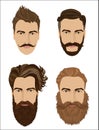 Man hair and beards styles. Hipster fashion high detailed vector illustration.