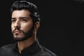 Man With Hair Style, Beard And Beauty Face Fashion Portrait