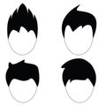 Man hair, vector hairstyle silhouette