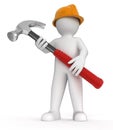 Man and Hammer (clipping path included) Royalty Free Stock Photo