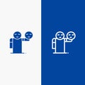 Man, Hand, Emojis, Healthcare Line and Glyph Solid icon Blue banner Line and Glyph Solid icon Blue banner