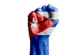 Man hand fist of CUBA flag painted. Close-up. Royalty Free Stock Photo