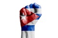 Man hand fist of CUBA flag painted. Close-up. Royalty Free Stock Photo