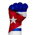 Man hand fist of CUBA flag painted Royalty Free Stock Photo