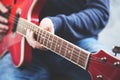 Man hand guitar Royalty Free Stock Photo