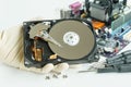 man hand hold hard disk drive for checking Royalty Free Stock Photo