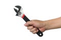 Man hand holding adjustable wrench Royalty Free Stock Photo